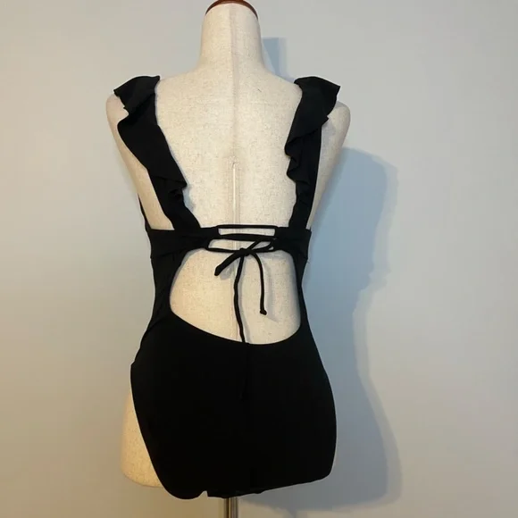 Robine Piccone Lina Ruffle V- Neck One-Piece Swimsuit - Size 10 - Picture 7 of 12